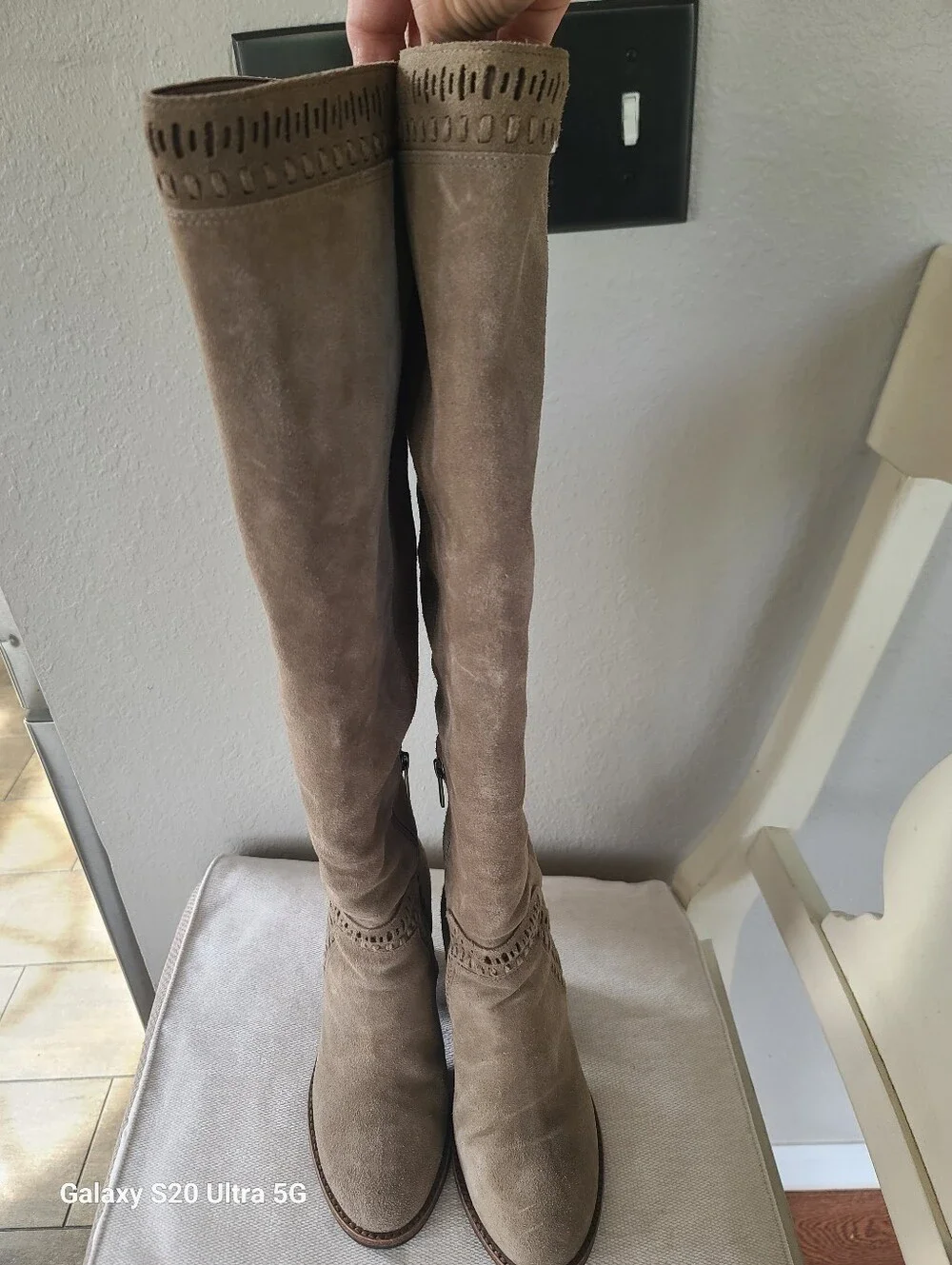 Vince Camuto Madolee Over-the-knee Boots Soft Taupe Tan Suede Size 7